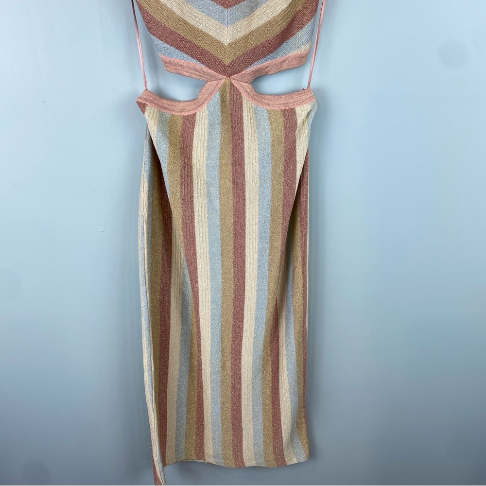 NWOT Altar’d state Avery Striped
Midi metallic knit Dress size XS - Picture 3 of 9